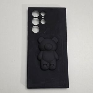 Samsung Galaxy S22 Ultra soft Gel Black Silicone Cute Teddy Bear Case NEW